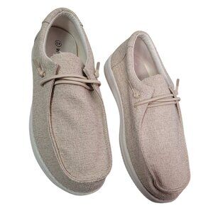 WHITIN Men's Wide Slip-On Loafers Ultra-Light Beige Casual Shoes Size 40 (8)